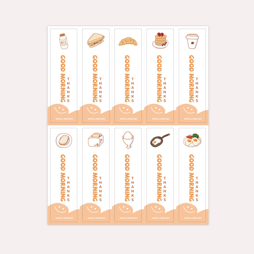100 ชิ้น/แพ็ค "ตอนเช้าที่ดี" สติกเกอร์อาหารเช้านมขนมปังแซนวิชบรรจุภัณฑ์ปิดผนึกฉลากสติกเกอร์ตกแต่ง