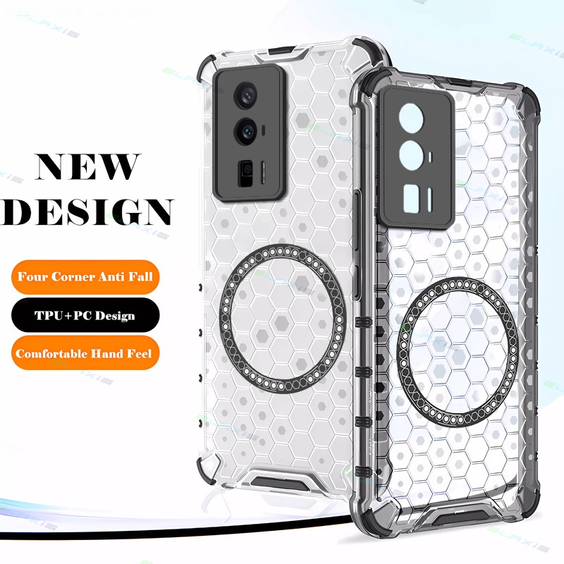 ปลอก ELAXIS สําหรับ POCO F5 Pro เคสโทรศัพท์ Advanced Cooling Armor หนาสี่มุม Anti-Fall รังผึ้งโปร่งแสงปกหลัง ES025