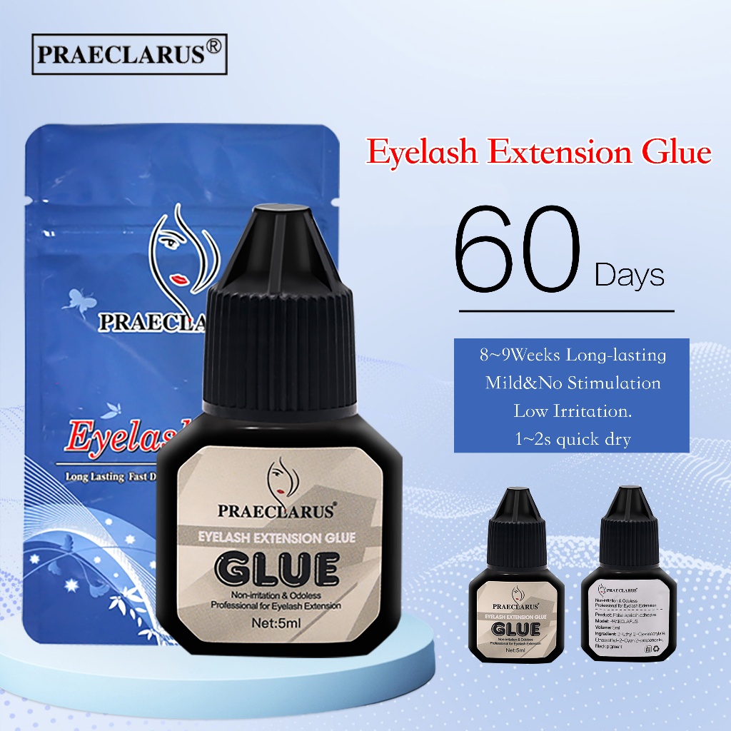 Praeclarus กาวติดขนตา แห้งเร็ว 1~2 วินาที กาวมืออาชีพ ความไวต่ํา ไม่ระคายเคือง 8-9 สัปดาห์