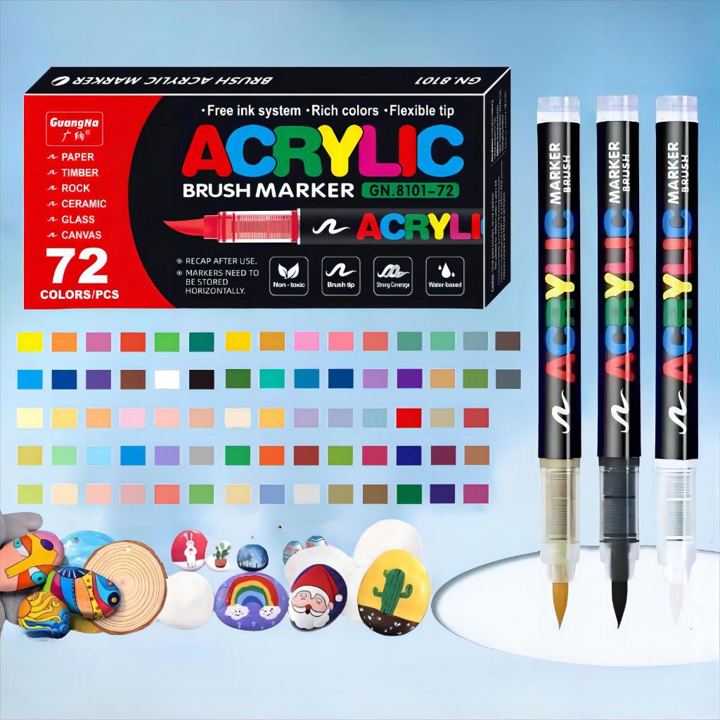 ปากกาอะคริลิคหัวพู่กันปากกามาร์คเกอร์อุปกรณ์วาดรูปปากกาสีอะคริลิคปากกามาร์คเกอร์อะคริลิคปากกาอะคริลิคหัวพู่กัน
