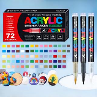 ปากกาอะคริลิคหัวพู่กันปากกามาร์คเกอร์อุปกรณ์วาดรูปปากกาสีอะค…