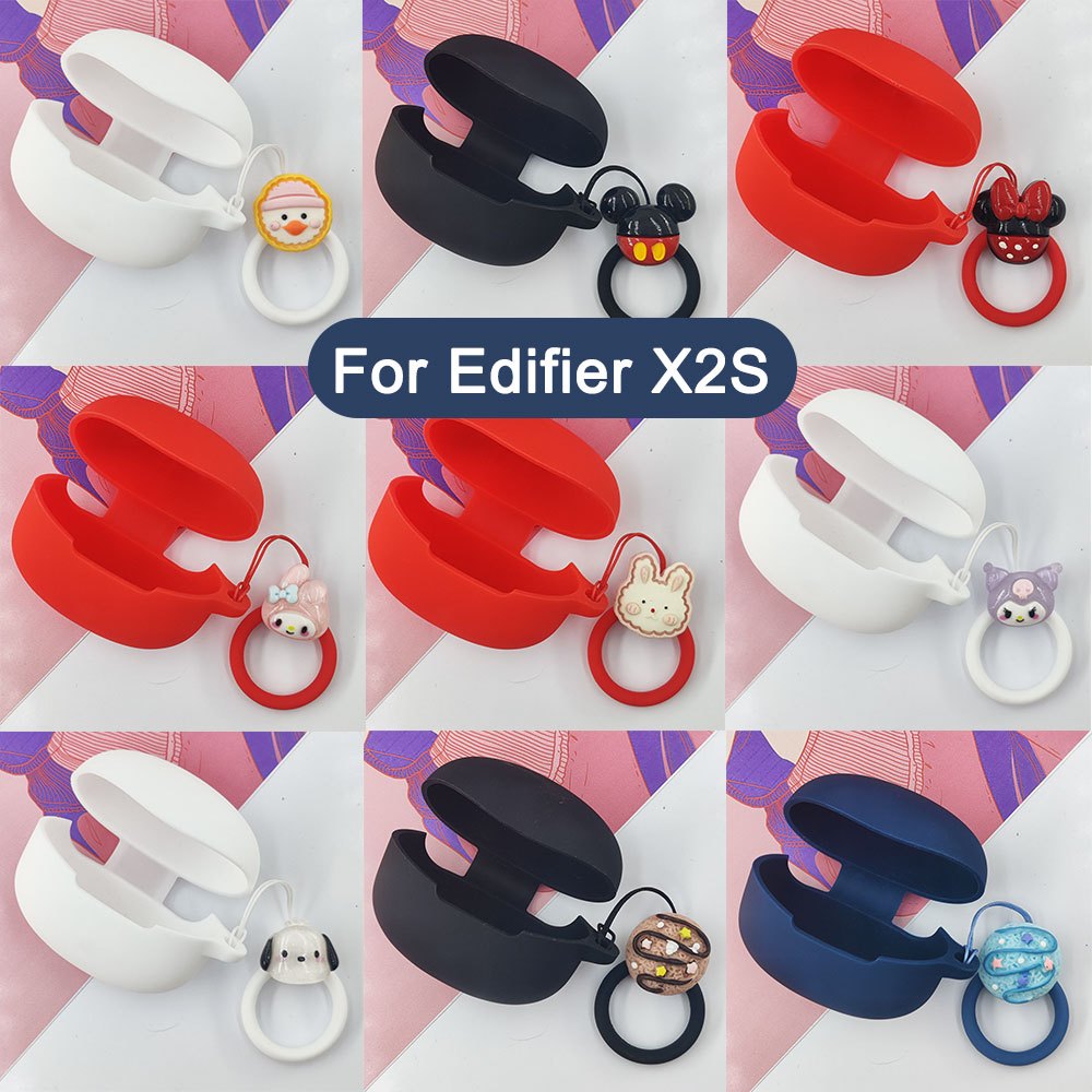 สําหรับ Edifier X2S ปลอกหูฟังไร้สายบลูทูธซิลิโคนนุ่มชุด Edifier X2S พร้อมแหวนฟรีปลอกการ์ตูน
