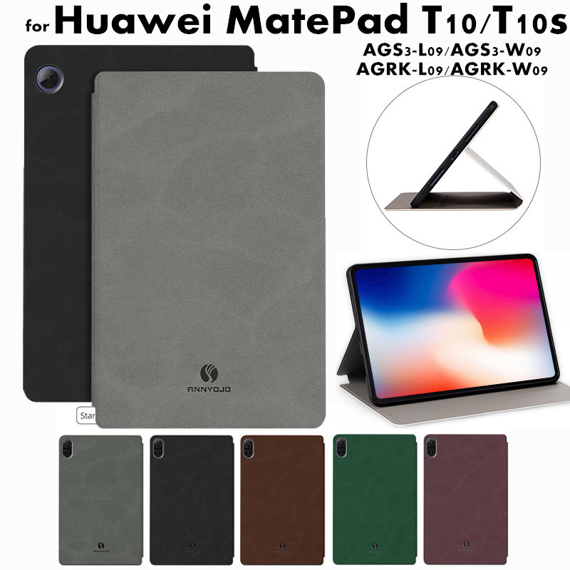 Huawei MatePad T10 T10S AGS3 L09 W09 AGRK L09 W09 Luxury Skin Feel Tablet Protective Case Flip Stand Pu Leather Shockproof Cover