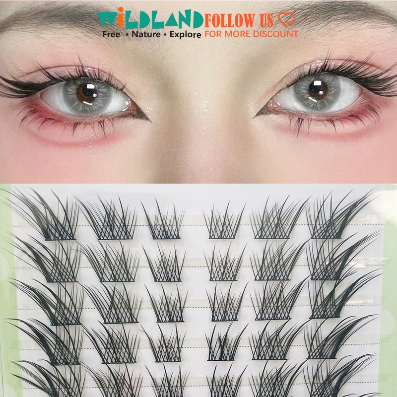 ขนตาปลอม Fox eye 10 แถว 10-13 มม. ต่อขนตายาวหยิกแยกไฟเบอร์ 60 คลัสเตอร์