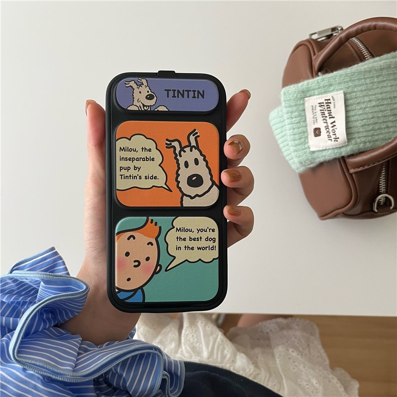 Iphone 16 pro max 15 pro msx ลายลูกสุนัข วัสดุ PU เคสโทรศัพท์แบบพับพนัง