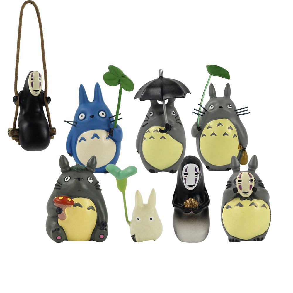1 ชิ้นมิยาซากิ Hayao อะนิเมะเพื่อนบ้านของฉัน Totoro รูปไม่มี Face Man Totoro ใบบัวเปิดร่มรุ่น Q มินิมังกรแมว PVC ตัวเลขการกระทําตุ๊กตาของเล่น