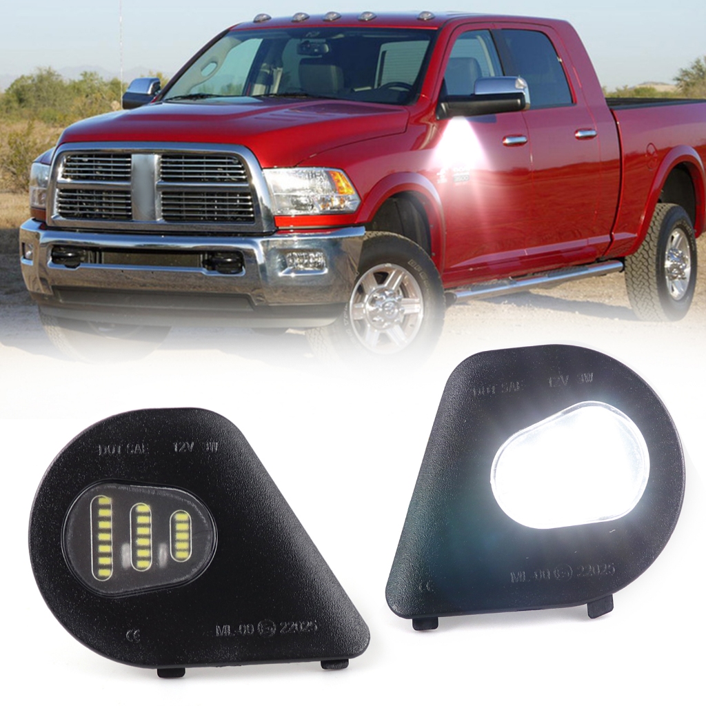 2 ชิ้น LED กระจกมองข้าง Puddle Light สําหรับ Dodge Ram 1500 2500 3500 4500 5500 201