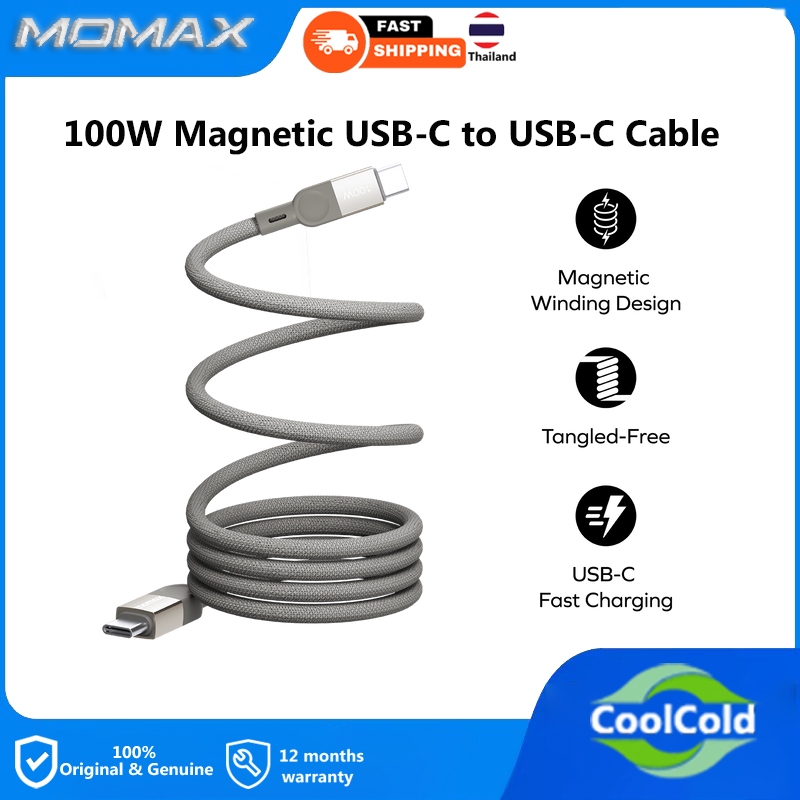 Momax Mag.Link สายแม่เหล็ก 100W USB-C to USB-C สายชาร์จเร็ว