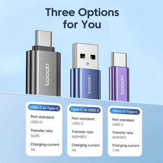 Toocki อะแดปเตอร์แปลง OTG USB 3.0 เป็น Type C Micro เป็น Type C ตัวผู้ USB 3.0 ตัวเมีย สําหรับ Xiaomi Samsung S20 USBC OTG