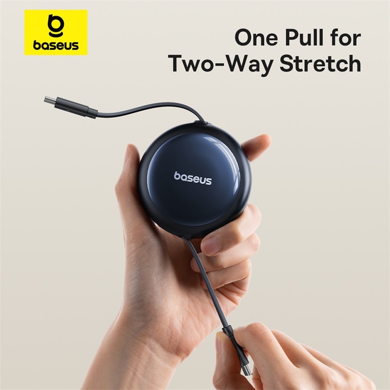 Baesus Nomos Retractable 100W สาย USB C สําหรับ iPhone 16 15 Plus Pro Max Fast สายชาร์จประเภท C สาย