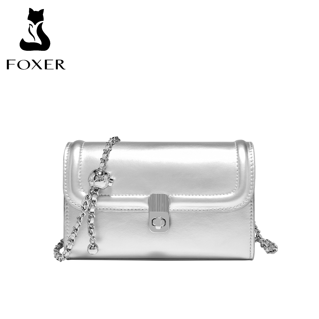 Foxer กระเป๋าสะพายไหล่กระเป๋าถือหนังแท้สําหรับผู้หญิง