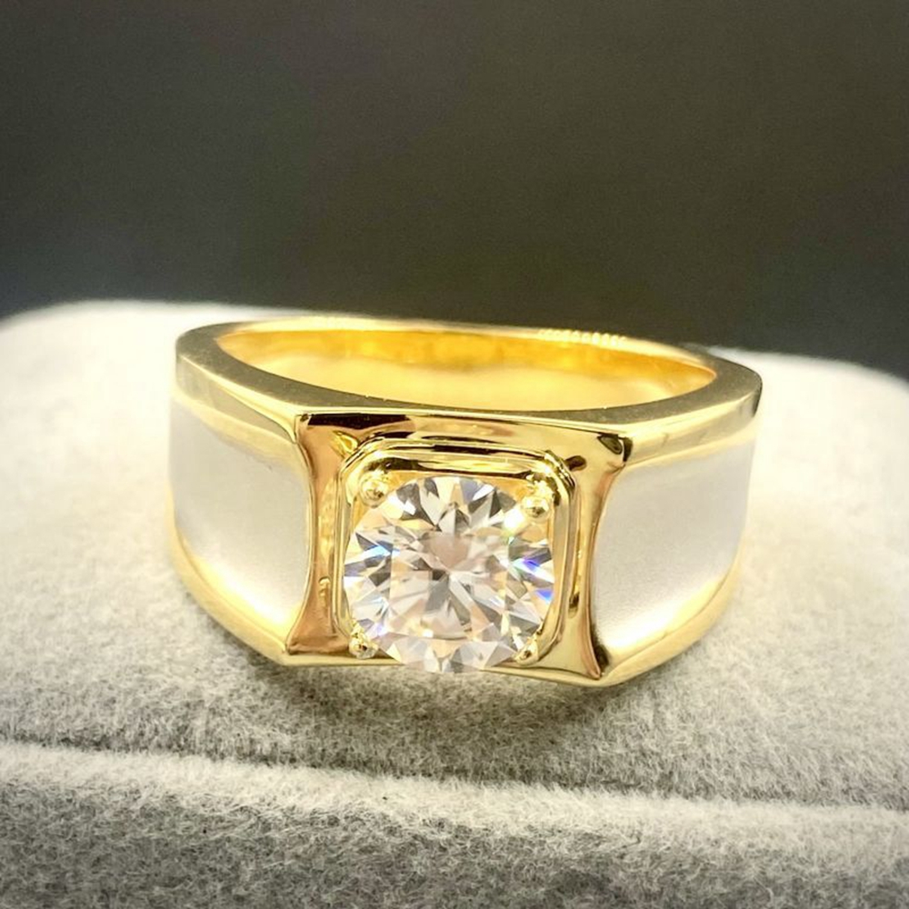 Super Flash D-สีV1 2CT MoissaniteแหวนS925 เงินสเตอร์ลิงทองแหวนแต่งงานสําหรับชายHigh-Endของขวัญวันเกิด