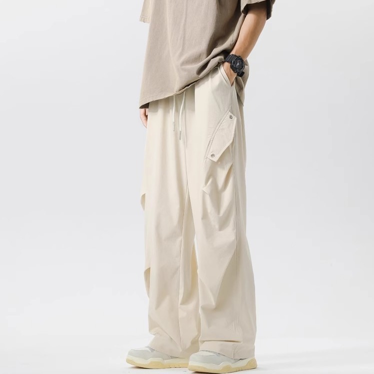 American Paratrooper Overalls Jacket Men Street Wear Design Loose Straight Wide-Leg Sports Casual Long Pants