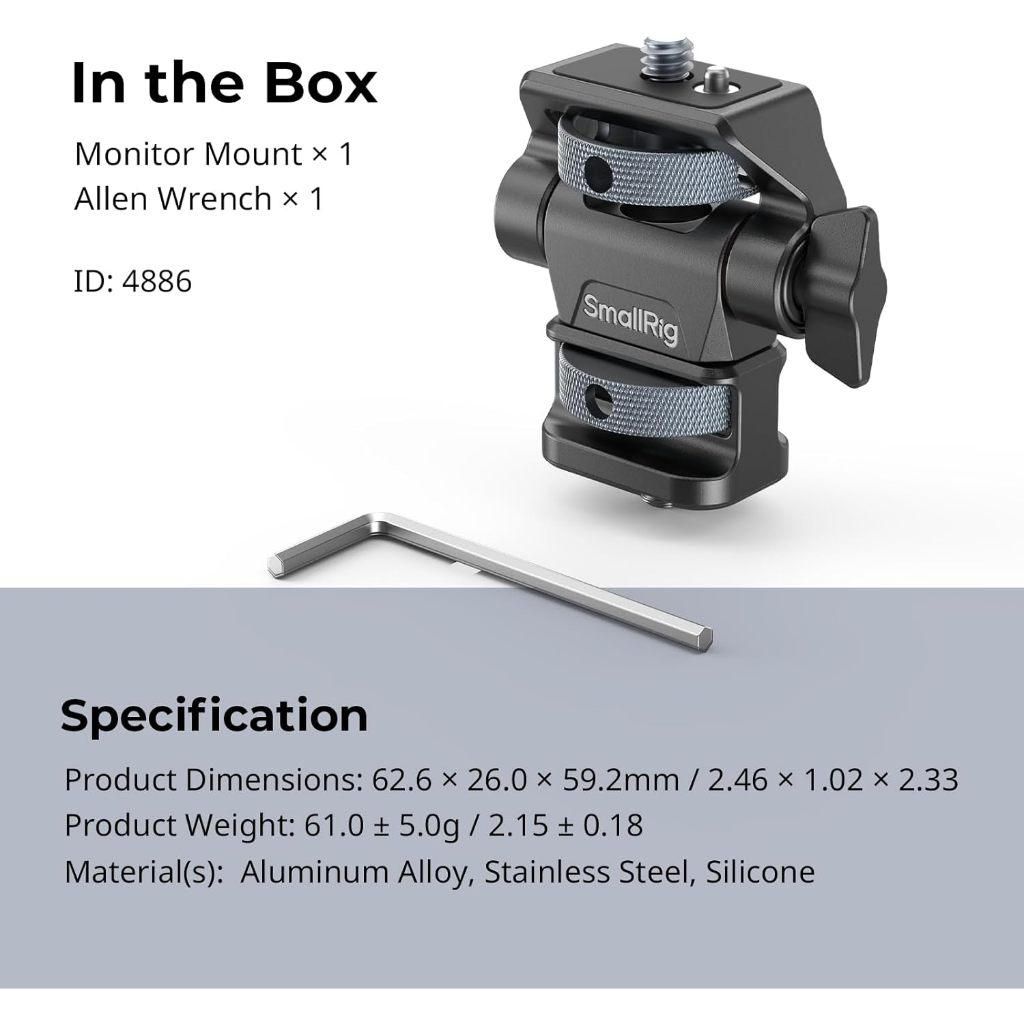 Smallrig ปรับกล้อง Monitor Mount พร้อมรองเท้าเย็นสําหรับ 5 "และ 7" Monitor
