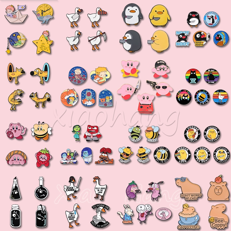 2-5 ชิ้น/เซ็ตสัตว์ Capybara Bee Duck Pins ชุดการ์ตูน Kirby เข็มกลัด Little Prince Pin ปกป้ายเครื่องป