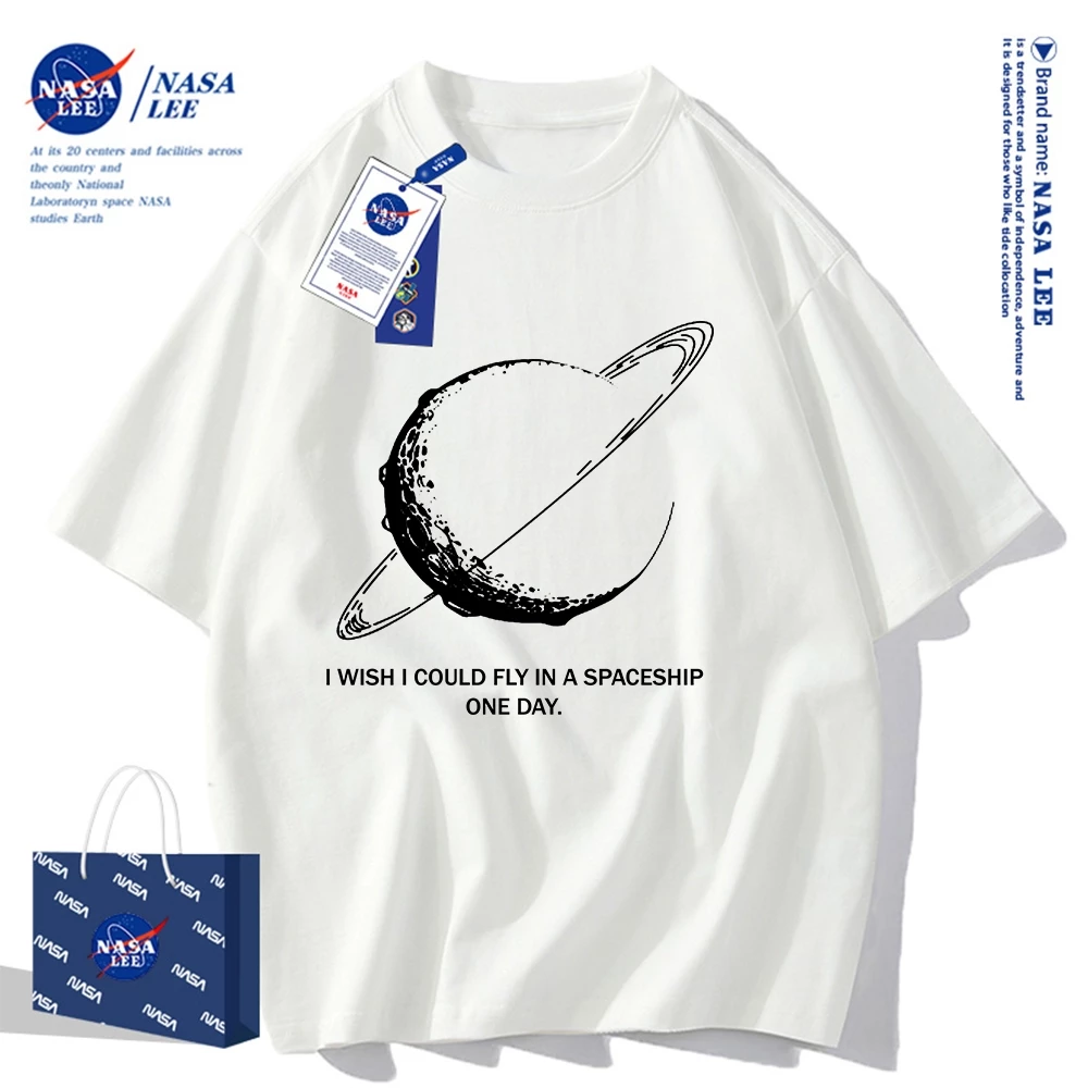 เสื้อยืดแขนสั้น NASA มีลายภาพดาวเคราะห์ในจักรวาล ผลิตจากผ้าคอตตอน 100% ใส่ได้ทั้งชายและหญิง