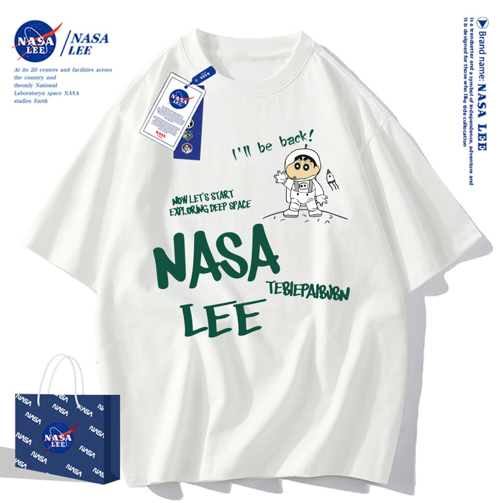 เสื้อยืดแขนสั้น NASA ที่มีลายภาพนักบินอวกาศ ผลิตจากผ้าคอตตอน 100% ใส่ได้ทั้งชายและหญิง