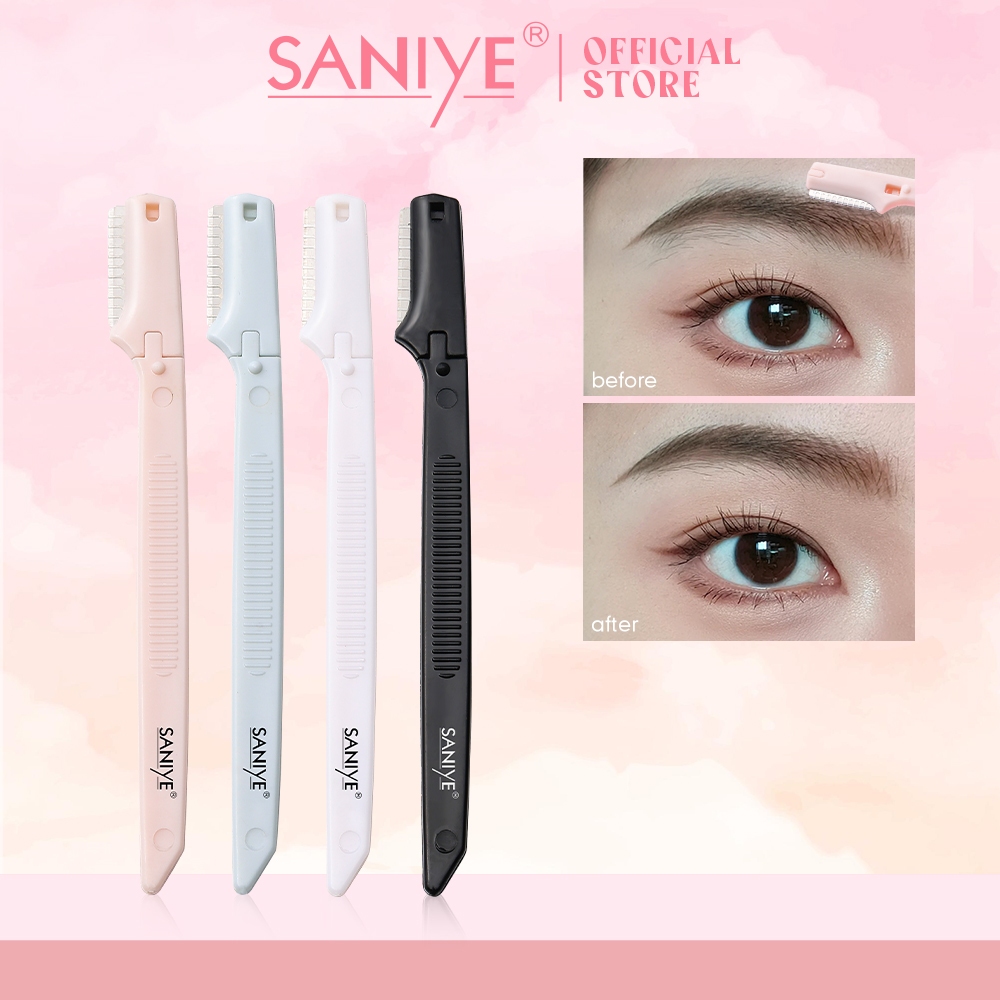Saniye 2 ชิ้น Eyebrow Trimmer ผู้หญิงเครื่องมือซ่อมแซมคิ้วแบบพกพา Mini Eyebrow Razor B1182