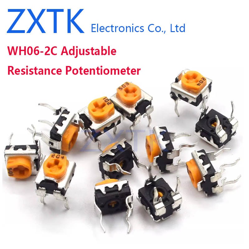 10pcs WH06-2C ปรับความต้านทาน Potentiometer ประเภทแนวนอน 1M 1K/2K/5K/10K/100K/200K/500K 102 103 200 
