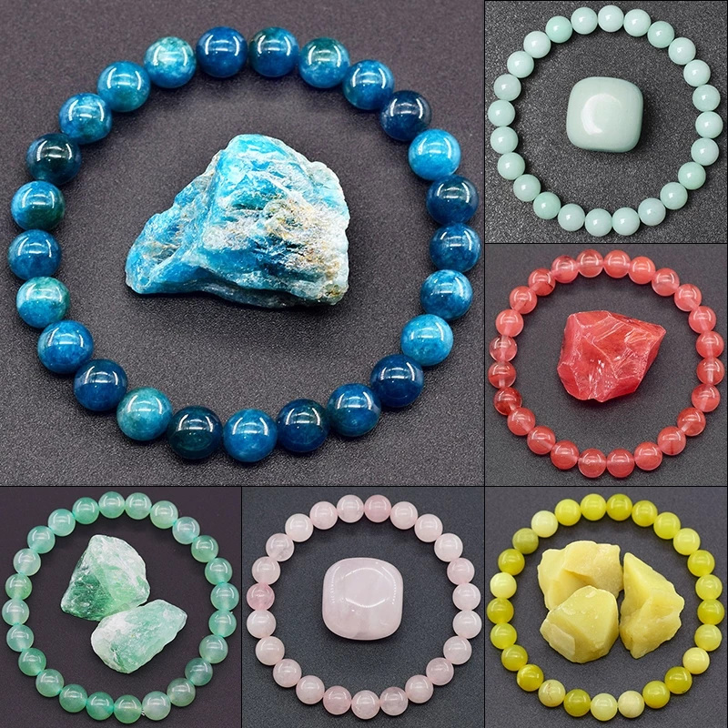 8 มม.หินธรรมชาติรอบลูกปัดสร้อยข้อมือผู้หญิงผู้ชาย Charm คริสตัลอัญมณีสร้อยข้อมือ Charm เครื่องประดับ