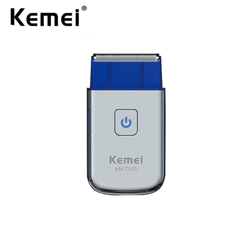 KEMEI เคเมอิ ไฟฟ้ามินิมีดโกนลูกสูบผู้ชายมือถือแบบพกพาเครื่องโกนหนวดไฟฟ้าไร้สายแบบชาร์จไฟได้ใบมีดเดียวเครื่องโกนหนวด