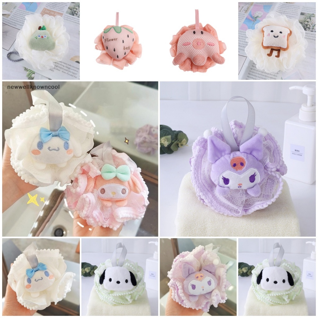 Newwellknowncool Anime Bath Ball Bath Flower Soft Shower Mesh Foaming Sponge Bath Bubble Net Skin Clean เครื่องมือ AAD