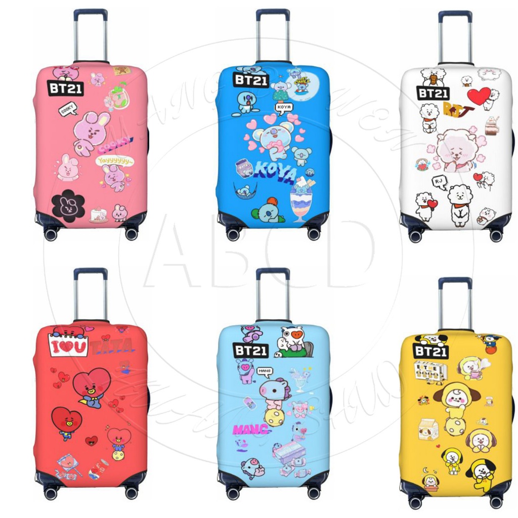 Bt21s Bts กระเป๋าเดินทางกันน้ํากันฝุ่นยืดหยุ่นสําหรับกระเป๋าเดินทางป้องกันกระเป๋าเดินทาง TATA COOKY 