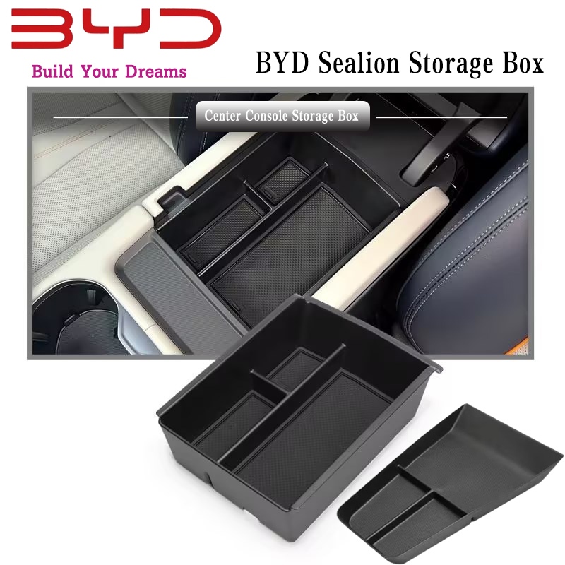 Byd SeaLion 06 กล่องเก็บคอนโซลกลางรถสําหรับ BYD SeaLion 06 กล่องเก็บของใต้ที่วางแขน BYD SeaLion 06 ถ้วยน้ํากล่องเก็บอุปกรณ์เสริม