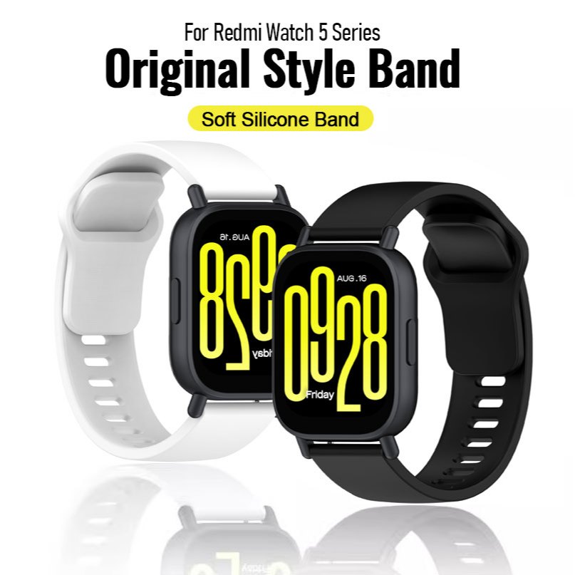 Original สไตล์ซิลิโคนสําหรับ Redmi Watch 5 Active Watchband กีฬากันน้ําซิลิโคนนุ่มสําหรับ Redmi Watch 5 Lite เปลี่ยน Band
