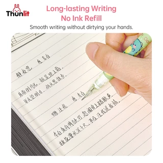 Thunlit ดินสอกด 5 ชิ้น ขายส่ง สำหรับนักเรียนประถม สีพีช น่ารัก ดินสอกดเหลาฟรี พร้อมยางลบและไส้ดินสอ