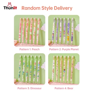 Thunlit ดินสอกด 5 ชิ้น ขายส่ง สำหรับนักเรียนประถม สีพีช น่ารัก ดินสอกดเหลาฟรี พร้อมยางลบและไส้ดินสอ