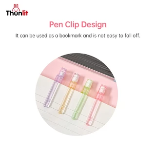 Thunlit ดินสอกด 5 ชิ้น ขายส่ง สำหรับนักเรียนประถม สีพีช น่ารัก ดินสอกดเหลาฟรี พร้อมยางลบและไส้ดินสอ