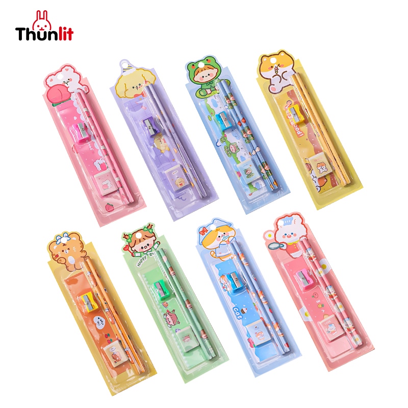 ชุดดินสอการ์ตูน Thunlit 5 ชิ้น อุปกรณ์วาดภาพและร่างภาพสำหรับเด็ก ของขวัญและรางวัลเล็กๆ น้อยๆ สำหรับโรงเรียนอนุบาล เครื่องเขียนสำหรับนักเรียน ขายส่ง