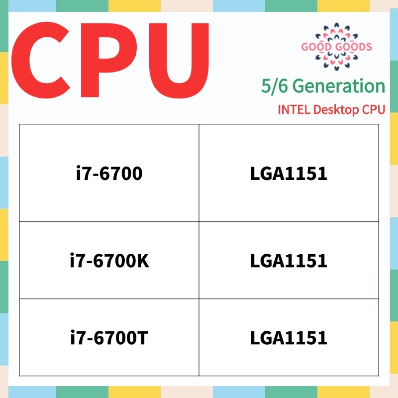 I7-6700 i7-6700K i7-6700T 5th/6th generation INTEL Core Desktop CPU LGA1151