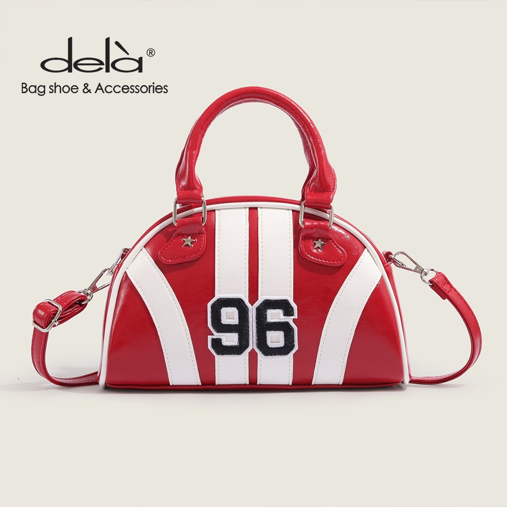 Dela Winter 2024 New Womens Niche Patchwork Pillow Hand Bag Crossbody Boston Bag