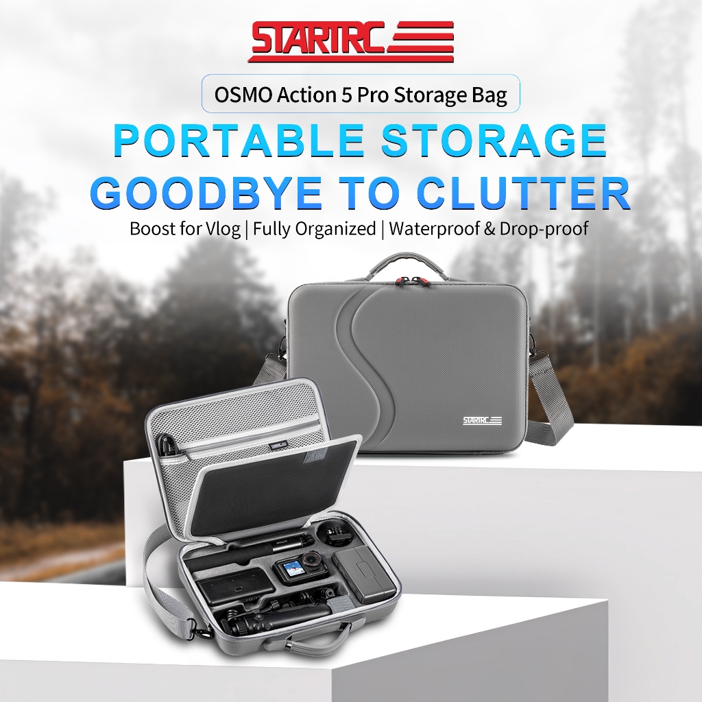 สําหรับ DJI Action 5 Pro กล้องกีฬา PU กระเป๋าเก็บอุปกรณ์เสริมสําหรับกล้องกลางแจ้ง