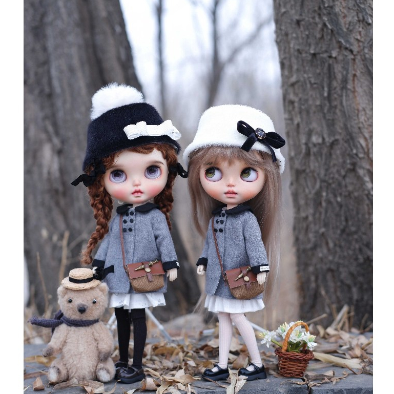 Blythe/ob24 เสื้อผ้าเด็กเสื้อผ้าเด็กขนาดเล็กฤดูใบไม้ร่วงฤดูหนาวเสื้อสีเทาแฟชั่นน่ารัก