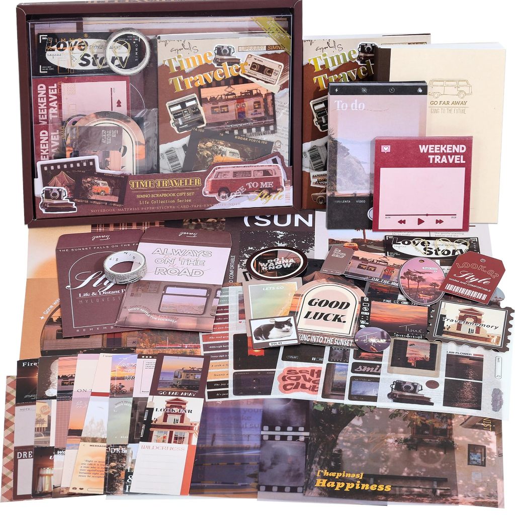 Scrapbooking Supplies, Aesthetic Daily Life Travel Scrapbook Kit สําหรับ Journal, เครื่องเขียน, A6 ตารางโน้ตบุ๊ค, ดอกไม้ DIY Journaling Supplies, วันเกิดหัตถกรรมของขวัญสาววัยรุ่นเด็ก Wo
