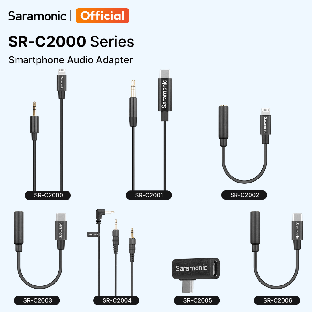 Saramonic SR-C2000 Series 3.5 มม.TRS TRRS ชายหญิงอะแดปเตอร์เสียงสายต่อสําหรับหูฟังแล็ปท็อปโทรศัพท์มือถือ PC DJI Android กล้องไมโครโฟนไร้สาย