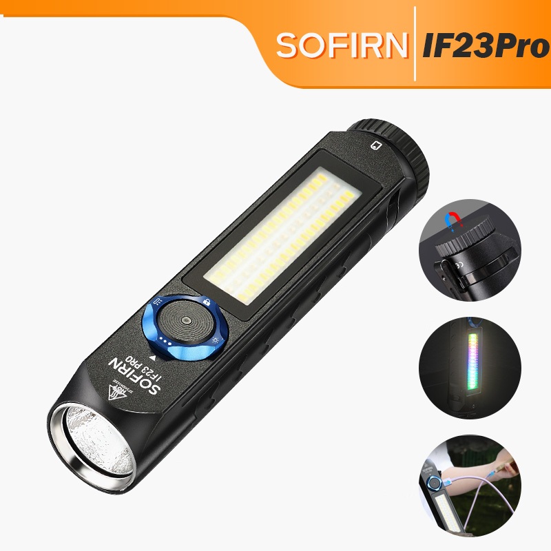 Sofirn IF23 Pro ไฟฉายแบบชาร์จไฟได้ 5000 ลูเมนสูง, ไฟฉาย 3-in-I สว่างเป็นพิเศษพร้อมไฟสีขาวด้านข้างและ