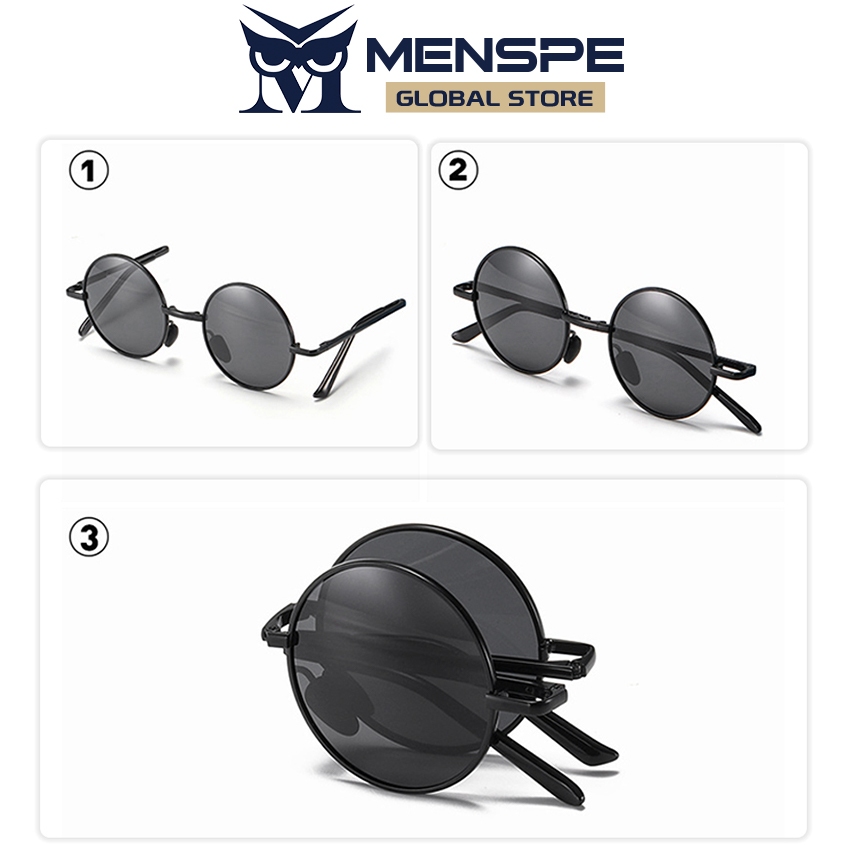 Menspe ผู้ชายผู้หญิงพับโพลาไรซ์ Chic Retro แว่นตากันแดดวงกลม Photochromic แว่นตากันแดดโพลาไรซ์เปลี่ยนสีแว่นตา Anti Glare UV400 แว่นตาแว่นตาขับรถ - รูปที่ 4