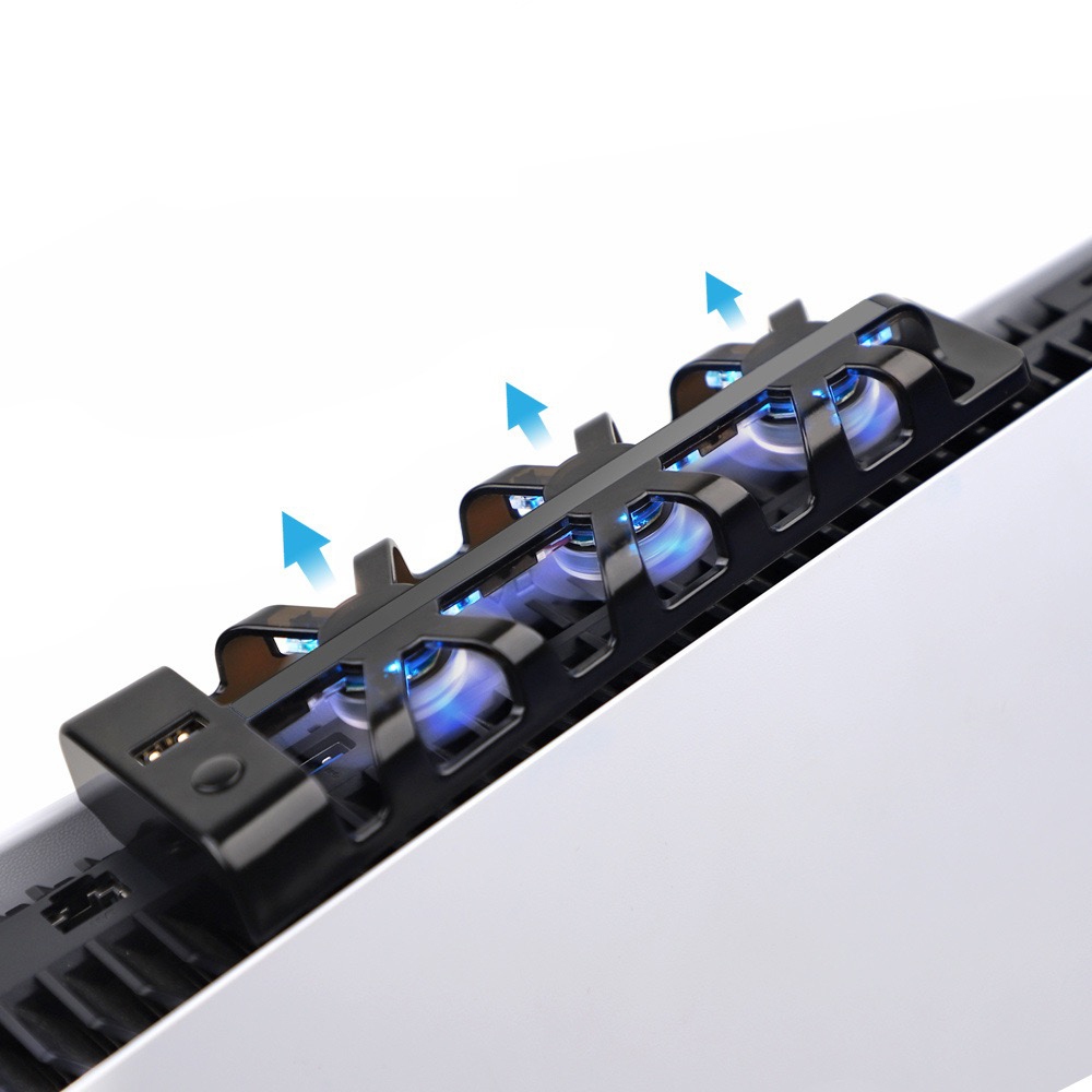 ขาตั้งแนวนอนสำหรับเครื่อง PS5 พร้อมพอร์ต USB 4 ช่อง ขาตั้งด้านข้างสำหรับ PlayStation 5 รุ่นดิสก์และดิจิตอล พร้อมฐานรองสำหรับชาร์จคอนโทรลเลอร์อย่างรวดเร็ว