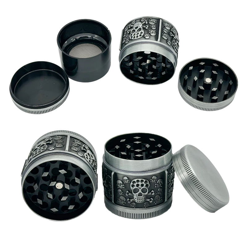 40mm กะโหลกศีรษะสีเทาสไตล์เฮิร์บ grinder 4 ชั้นวัสดุโลหะแบบพกพาขนาดเล็กบดครัวแกดเจ็ตของขวัญวันหยุด thumbnail 8