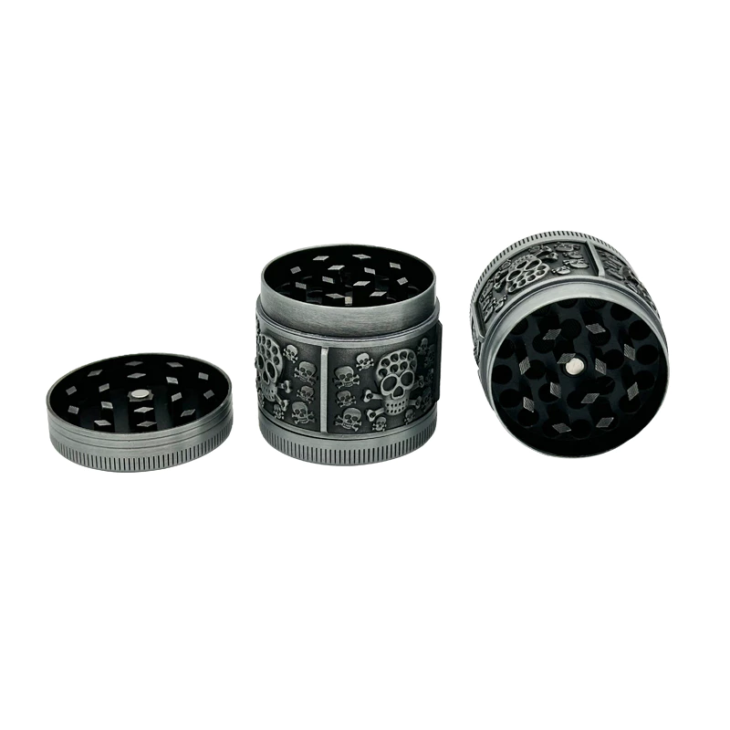 40mm กะโหลกศีรษะสีเทาสไตล์เฮิร์บ grinder 4 ชั้นวัสดุโลหะแบบพกพาขนาดเล็กบดครัวแกดเจ็ตของขวัญวันหยุด thumbnail 6
