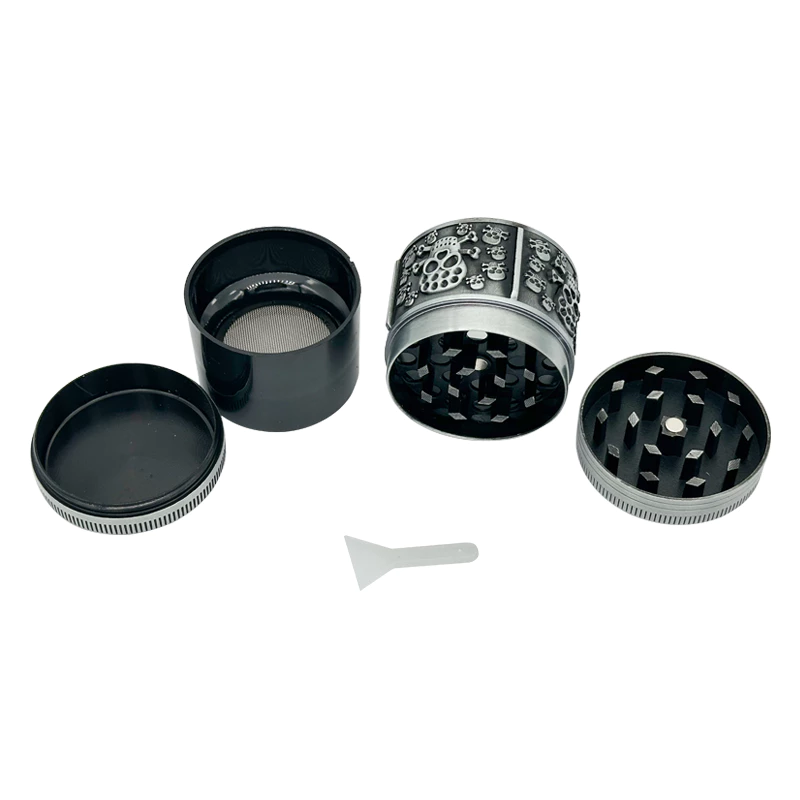 40mm กะโหลกศีรษะสีเทาสไตล์เฮิร์บ grinder 4 ชั้นวัสดุโลหะแบบพกพาขนาดเล็กบดครัวแกดเจ็ตของขวัญวันหยุด thumbnail 4