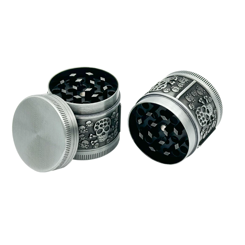 40mm กะโหลกศีรษะสีเทาสไตล์เฮิร์บ grinder 4 ชั้นวัสดุโลหะแบบพกพาขนาดเล็กบดครัวแกดเจ็ตของขวัญวันหยุด thumbnail 3