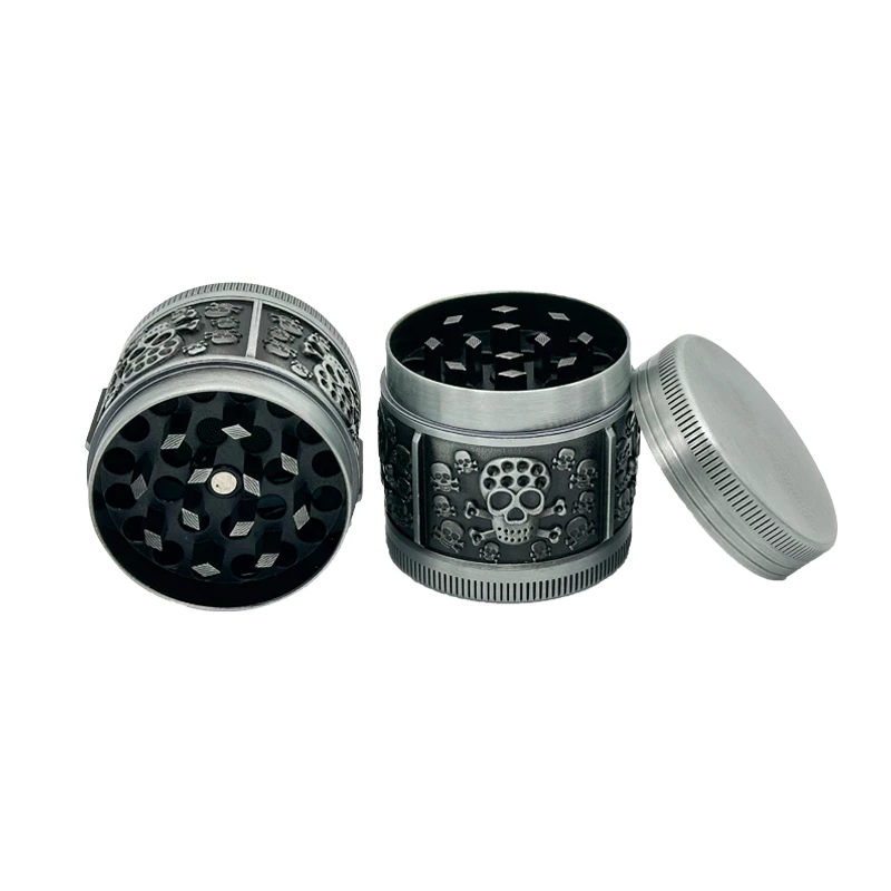 40mm กะโหลกศีรษะสีเทาสไตล์เฮิร์บ grinder 4 ชั้นวัสดุโลหะแบบพกพาขนาดเล็กบดครัวแกดเจ็ตของขวัญวันหยุด thumbnail 5