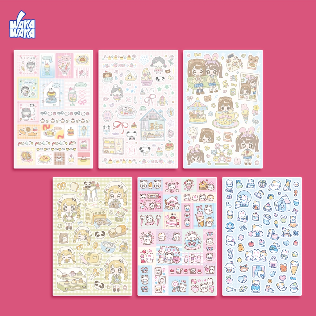 Wakawaka Super คุ้มค่า 6 แผ่นคู่มือตัวอักษรสติกเกอร์ Creative Cuckoo การ์ดวัสดุสติกเกอร์ diy
