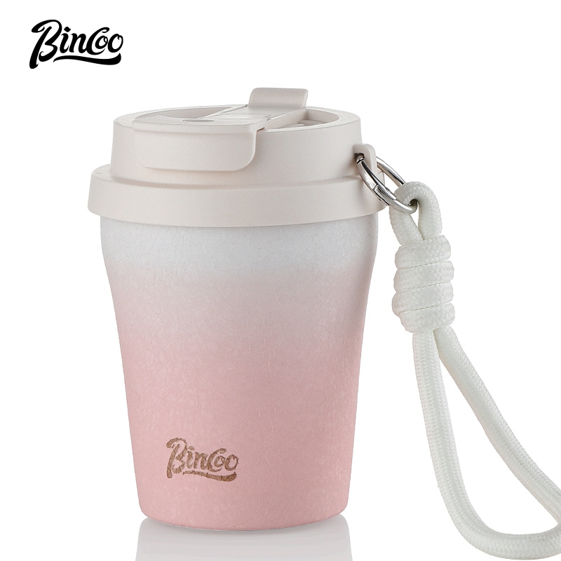 Bincoo แก้วเก็บความร้อนเซรามิกเคลือบด้านในถ้วยกาแฟแก้วฟางสแตนเลสแบบพกพา 280ML