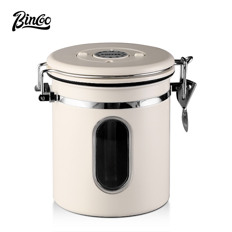 Bincoo เมล็ดกาแฟรักษาโถสูญญากาศผงกาแฟปิดผนึกถัง Visual Storage Organizer สามารถ 1.5L/1.8L